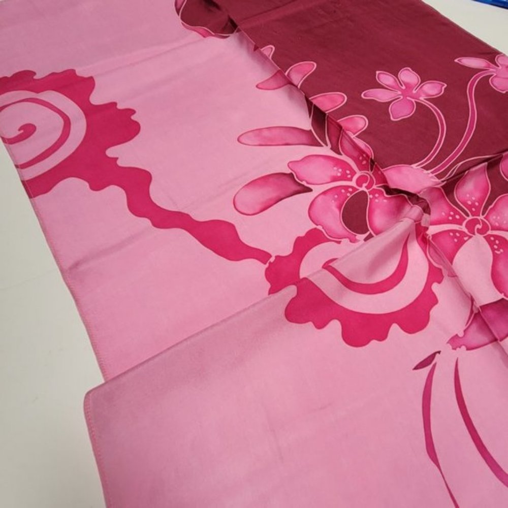 Purple Silk Handpainted Rectangular Scarf In A Tw… - image 6